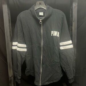 PINK- black full zip cotton jacket